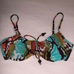 New Directions Snakeskin Print Bikini Top NWOT